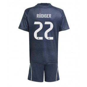 Lacne Dětský Futbalové dres Real Madrid Antonio Rudiger #22 2025-26 Krátky Rukáv - Preč (+ trenírky)